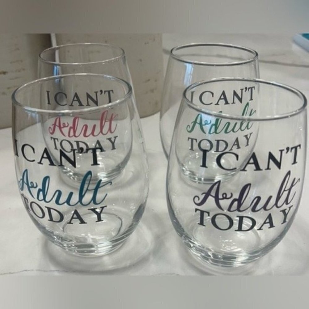 Stemless Wine Glasses Set 4 - Wine Glasses Stemless - Unique Wine Glasses - Wine